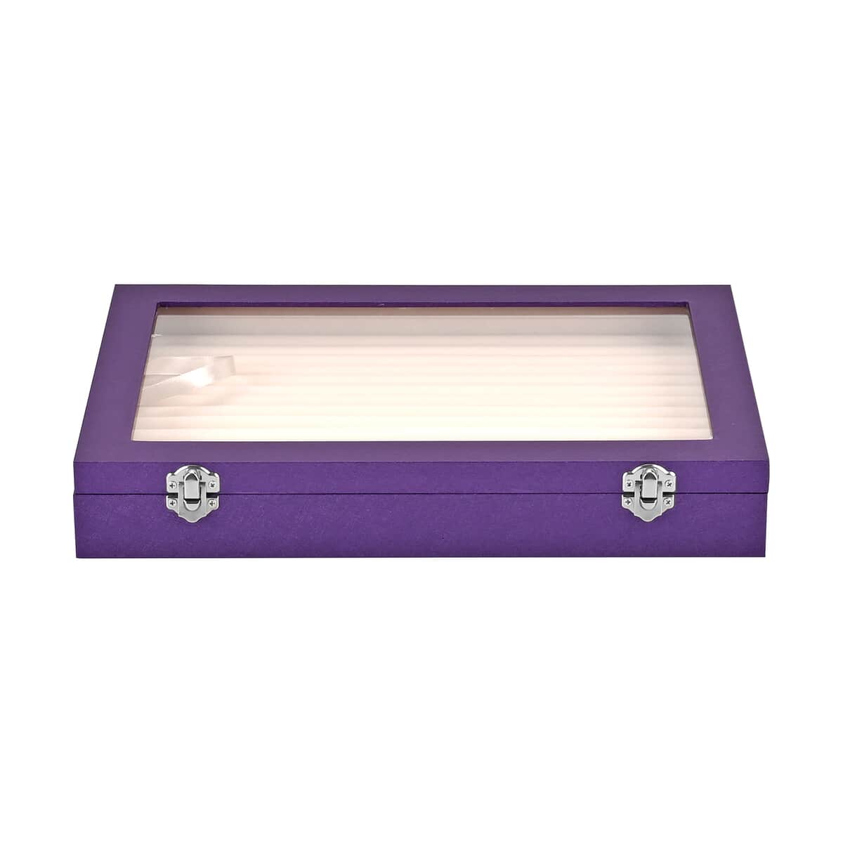 Purple Leatherette Anti Tarnish Lining Ring and Earring Box , Portable Jewelry Box for Women , Briefcase Style Jewelry Box , Jewelry Holder , Jewelry Storage , Jewelry Organizer image number 0