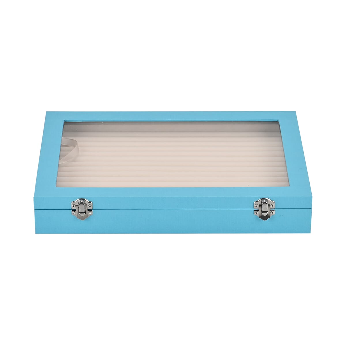 Turquoise Leatherette Anti Tarnish Lining Ring and Earring Box , Portable Jewelry Box for Women , Briefcase Style Jewelry Box , Jewelry Holder , Jewelry Storage , Jewelry Organizer image number 0