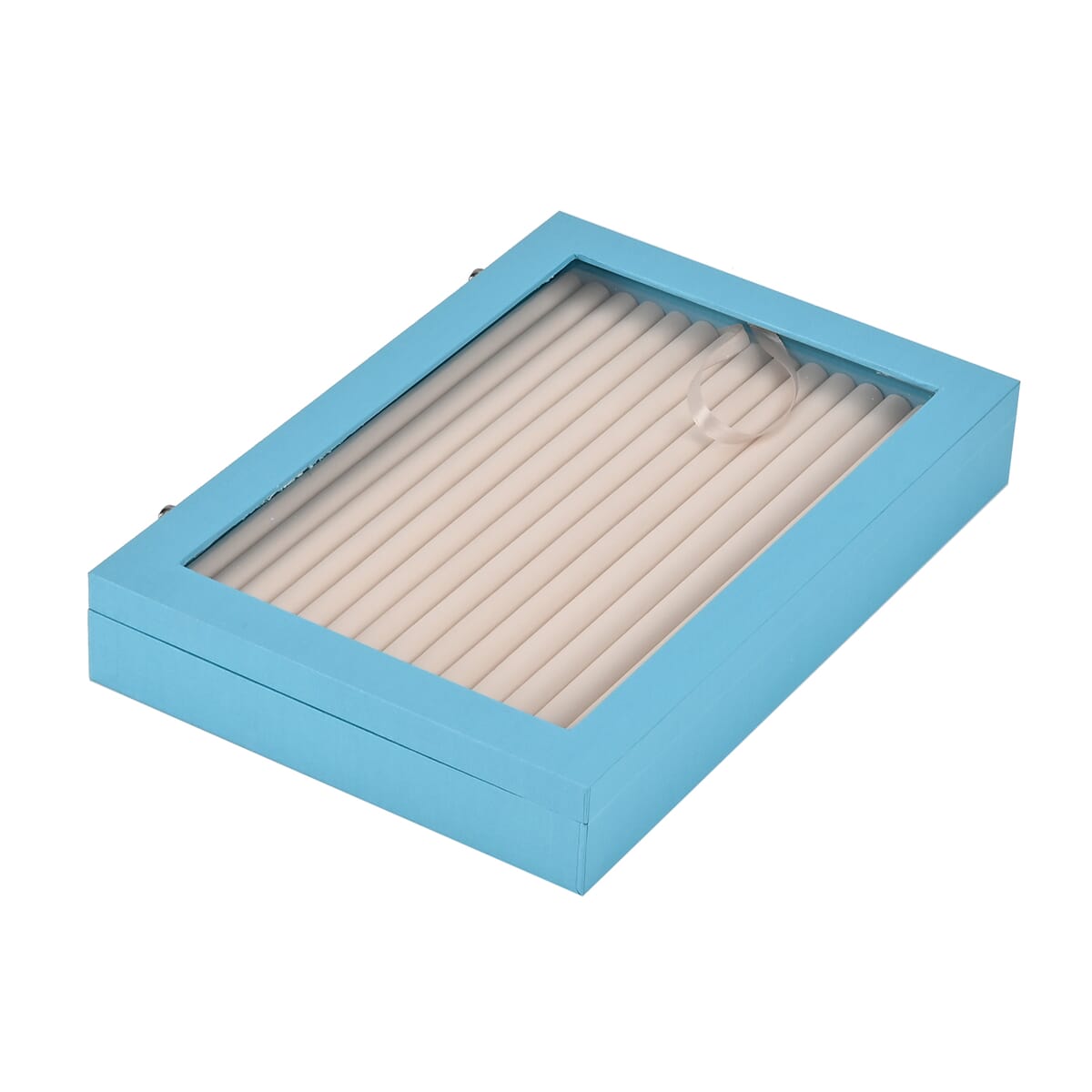 Turquoise Leatherette Anti Tarnish Lining Ring and Earring Box , Portable Jewelry Box for Women , Briefcase Style Jewelry Box , Jewelry Holder , Jewelry Storage , Jewelry Organizer image number 3