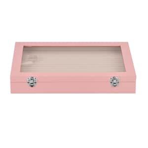 Pink Leatherette Anti Tarnish Lining Ring and Earring Box (150 Slot) (14x9.5x2)