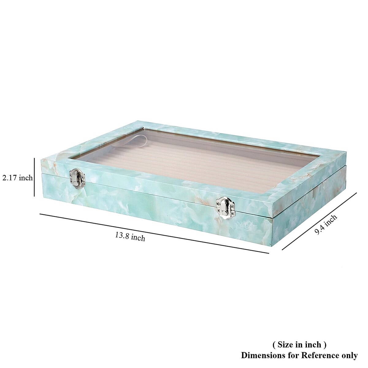 Blue Marble Leatherette Anti Tarnish Lining Ring and Earring Box | Portable Jewelry Box for Women | Briefcase Style Jewelry Box | Jewelry Holder | Jewelry Storage | Jewelry Organizer image number 5