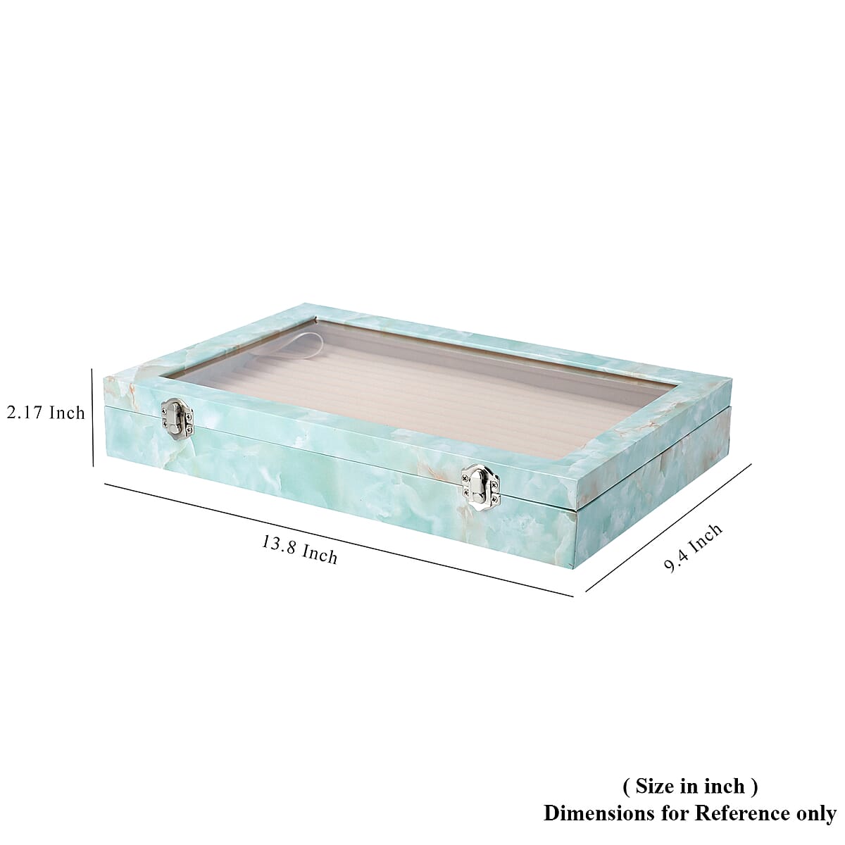 Blue Marble Leatherette Anti Tarnish Lining Ring and Earring Box | Portable Jewelry Box for Women | Briefcase Style Jewelry Box | Jewelry Holder | Jewelry Storage | Jewelry Organizer image number 6