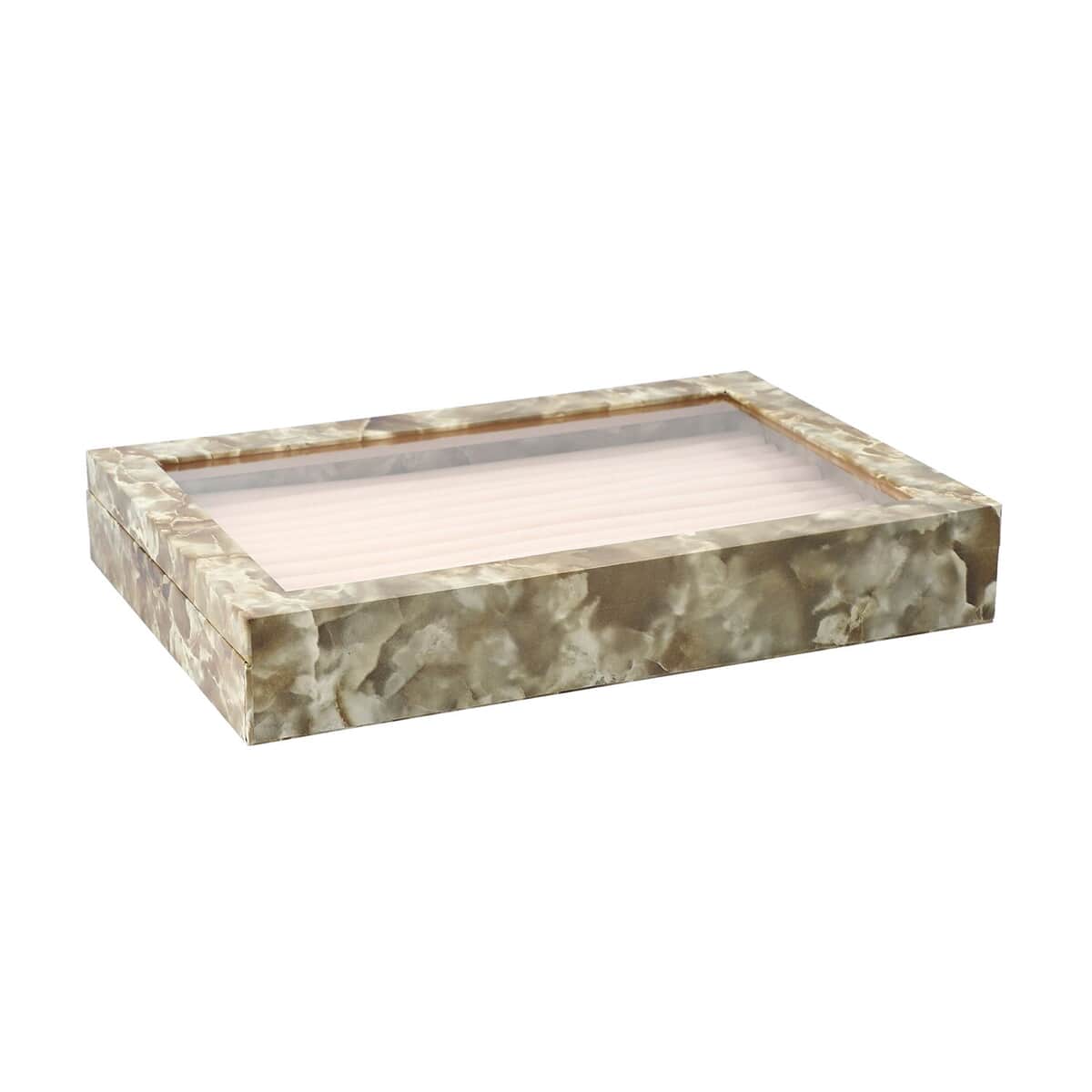 Green Marble Leatherette Anti Tarnish Lining Ring and Earring Box , Portable Jewelry Box for Women , Briefcase Style Jewelry Box , Jewelry Holder , Jewelry Storage , Jewelry Organizer image number 3