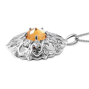 Galatea DavinChi Cut Collection Brazilian Citrine and Multi Gemstone Pendant Necklace 18 Inches in Sterling Silver 9.90 Grams 3.50 ctw