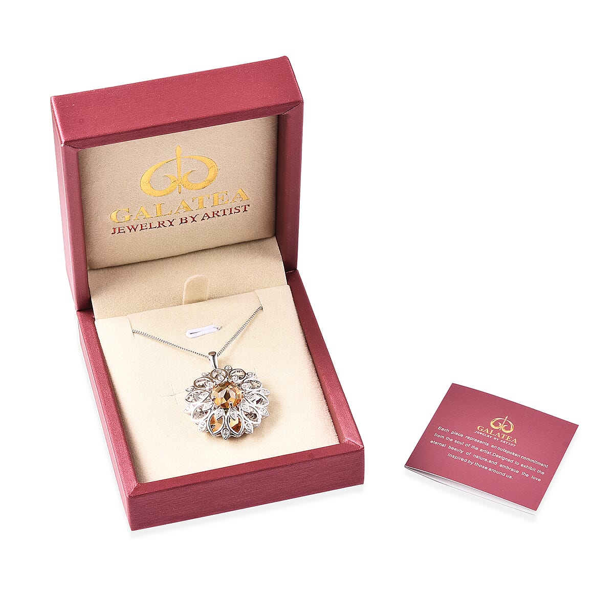 Galatea DavinChi Cut Collection Brazilian Citrine and Multi Gemstone Pendant Necklace 18 Inches in Sterling Silver 9.90 Grams 3.50 ctw image number 3