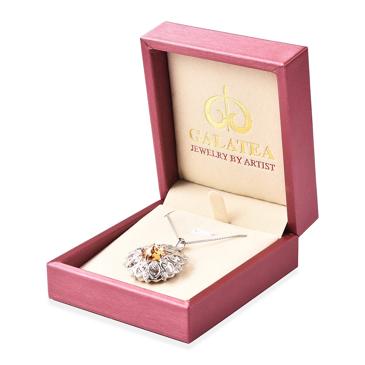 Galatea DavinChi Cut Collection Brazilian Citrine and Multi Gemstone Pendant Necklace 18 Inches in Sterling Silver 9.90 Grams 3.50 ctw image number 5