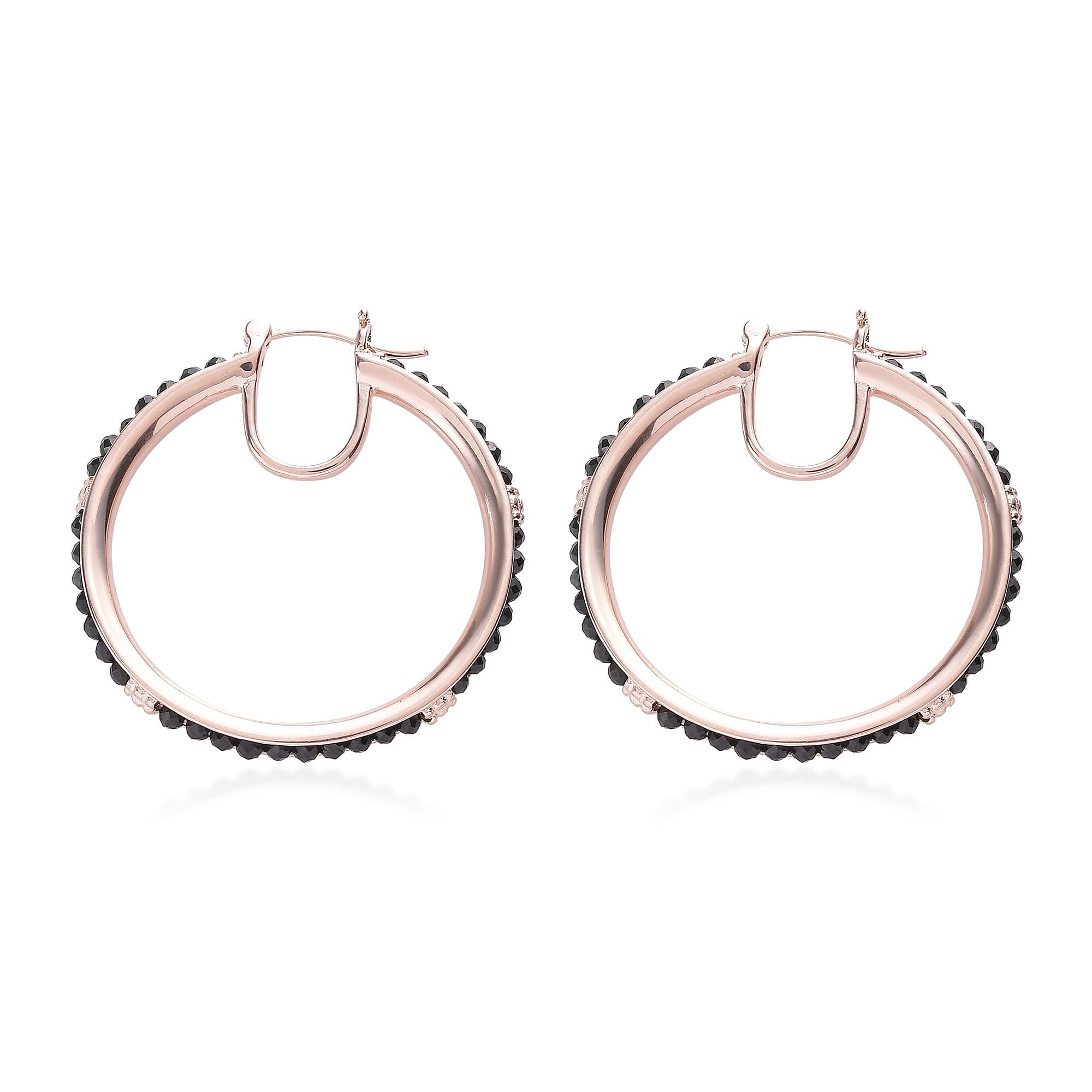 Karis Thai Black Spinel Hoop Earrings in 18K Plated Rose Gold 7.00 ctw