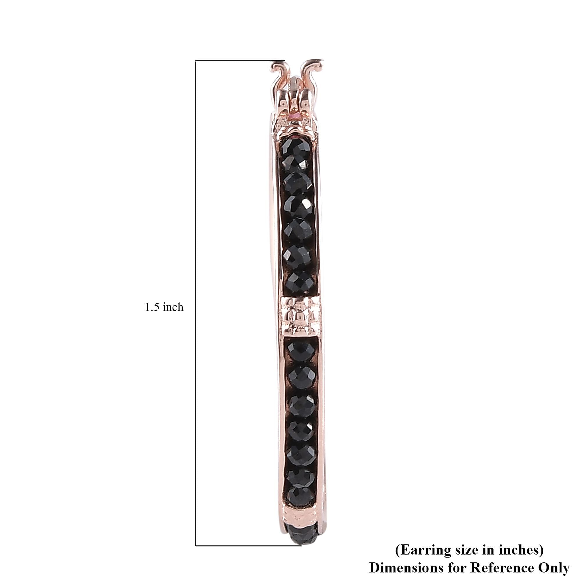 Karis Thai Black Spinel Hoop Earrings in 18K Plated Rose Gold 7.00 ctw