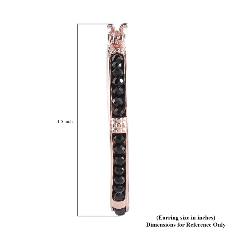 Karis Thai Black Spinel Hoop Earrings in 18K Plated Rose Gold 7.00 ctw