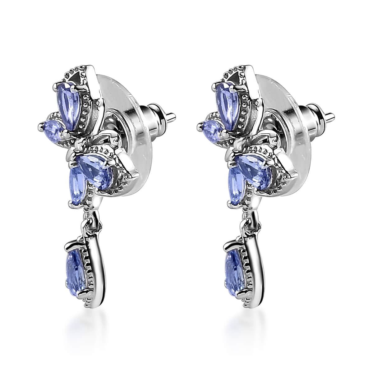 Tanzanite Butterfly Earrings in Platinum Over Sterling Silver 1.40 ctw image number 3
