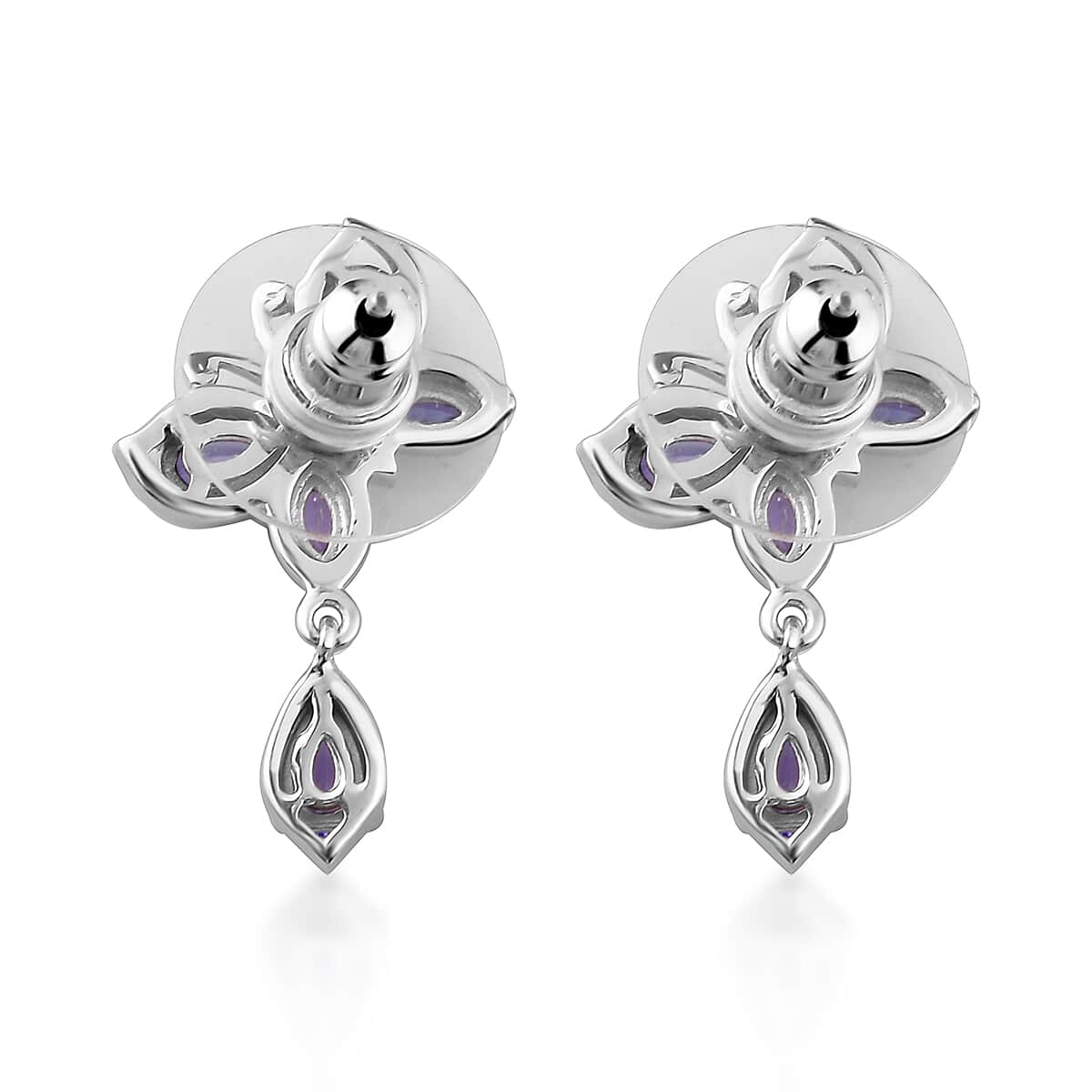 Tanzanite Earrings in Platinum Over Sterling Silver 1.65 ctw image number 4