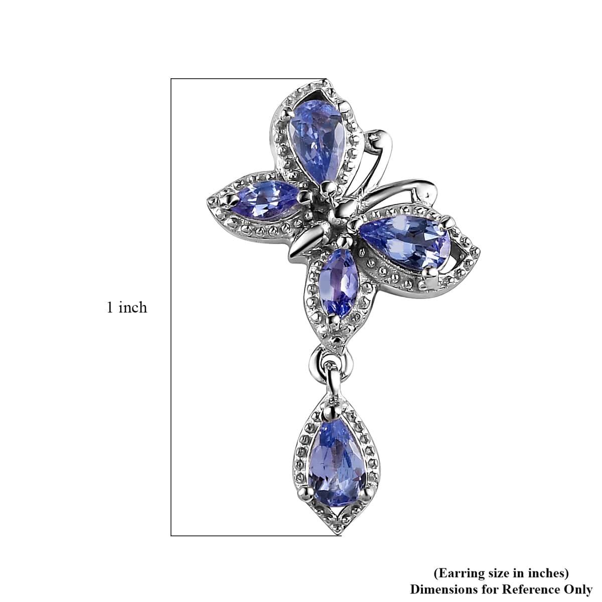 Tanzanite Earrings in Platinum Over Sterling Silver 1.65 ctw image number 5
