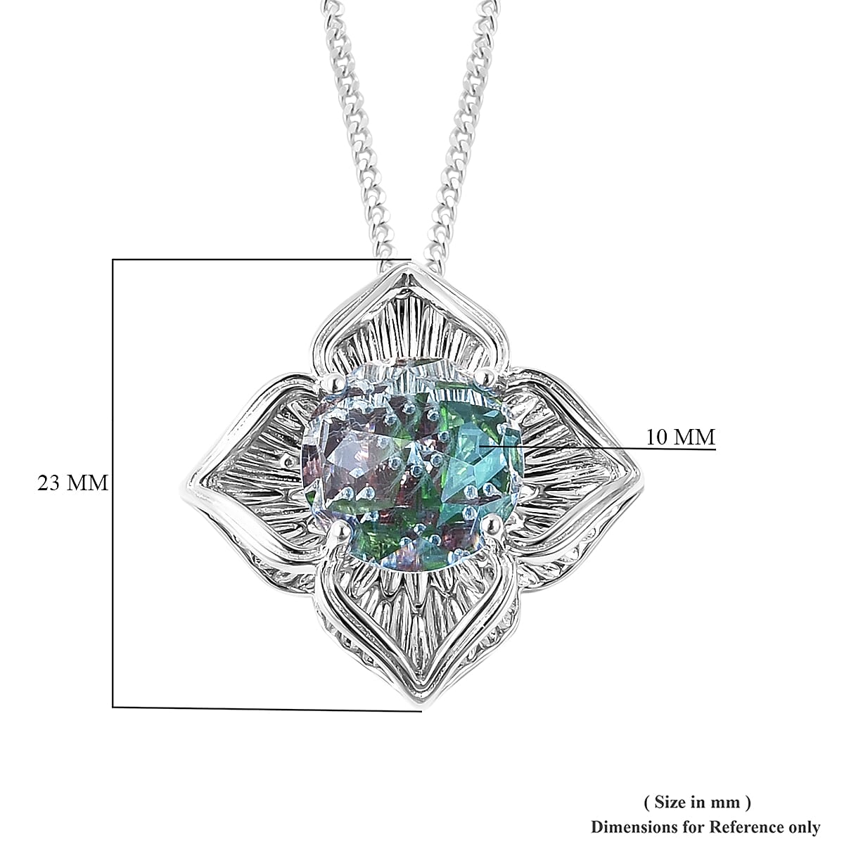 Galatea DavInchesi Cut Collection Blue Topaz and Multi Gemstone 2.10 ctw Pendant Necklace in Sterling Silver 18 Inches