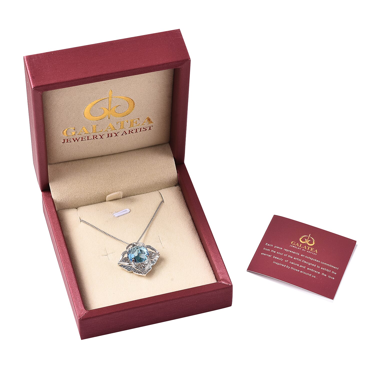 Galatea DavInchesi Cut Collection Blue Topaz and Multi Gemstone 2.10 ctw Pendant Necklace in Sterling Silver 18 Inches