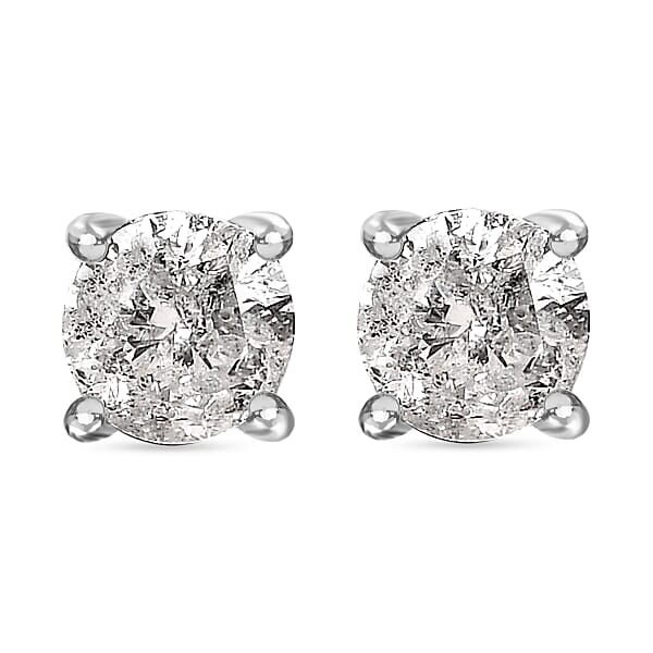 D'Joy Salt & Pepper Diamond Solitaire stud Earrings, Platinum Over Sterling Silver Earrings, Diamond Jewelry, Gifts For Her 1.00 ctw