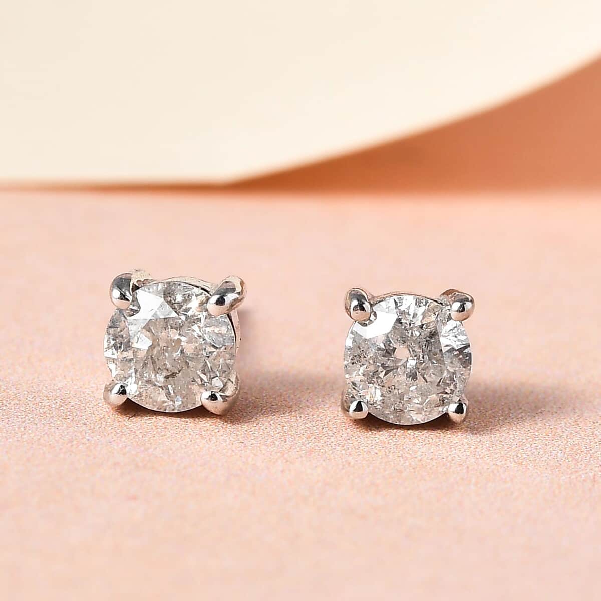 Salt & Pepper Diamond Solitaire stud Earrings, Platinum Over Sterling Silver Earrings, Diamond Jewelry, Gifts For Her 1.00 ctw image number 1