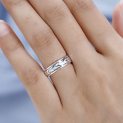 D'Joy Diamond Cut Spinner Ring in Sterling Silver, Fidget Rings for Anxiety, Promise Rings, Band Ring For Gift 3.65 Grams (Size 10.00)