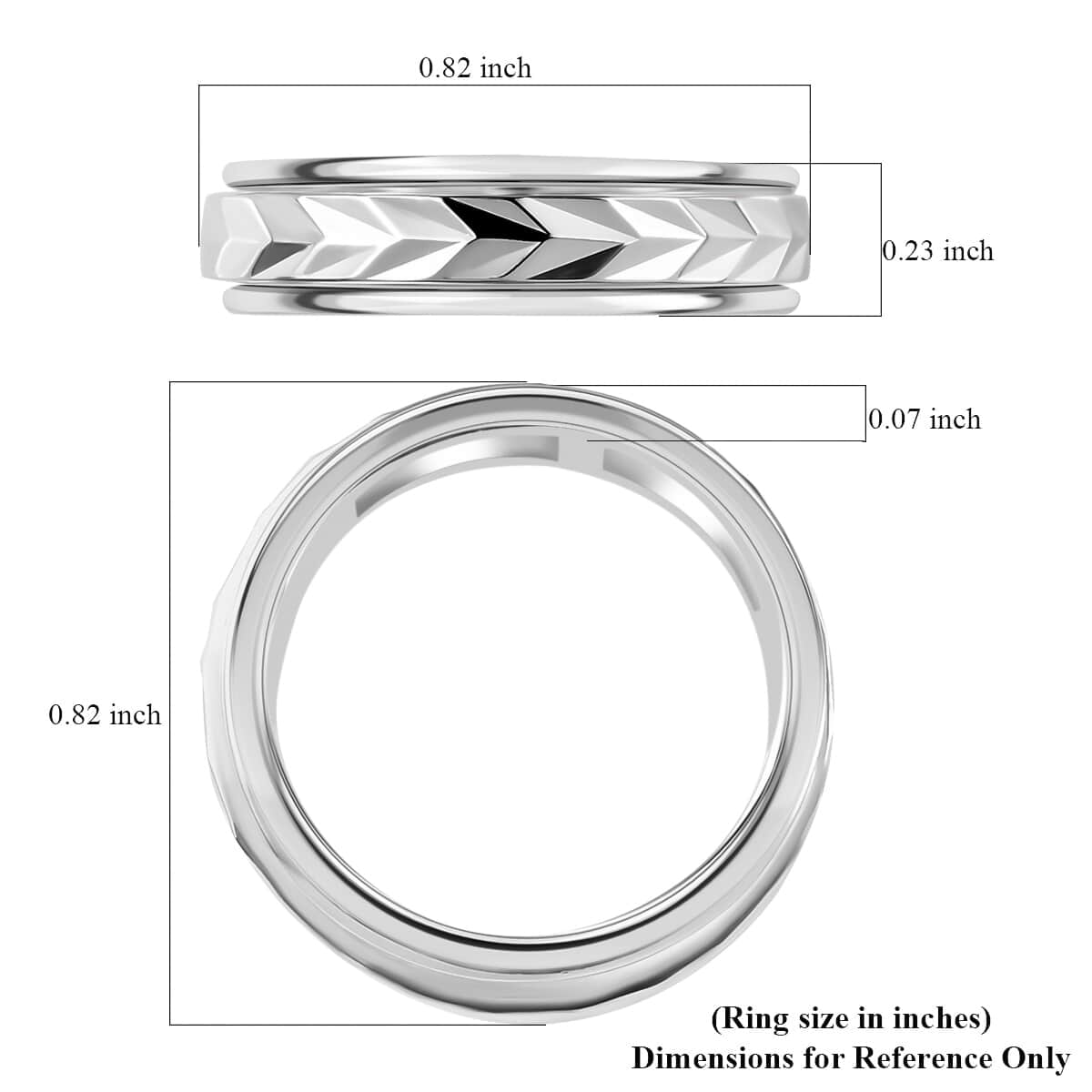 Diamond Cut Spinner Ring in Sterling Silver, Fidget Rings for Anxiety, Promise Rings, Band Ring For Gift 3.65 Grams (Size 10.00) image number 5