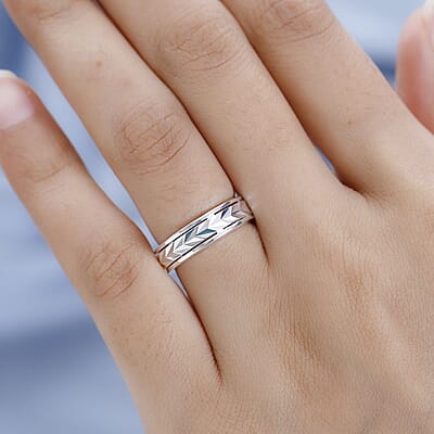 D'Joy Diamond Cut Spinner Ring in Sterling Silver, Fidget Rings for Anxiety, Promise Rings, Band Ring For Gift 3.65 Grams (Size 5.00)