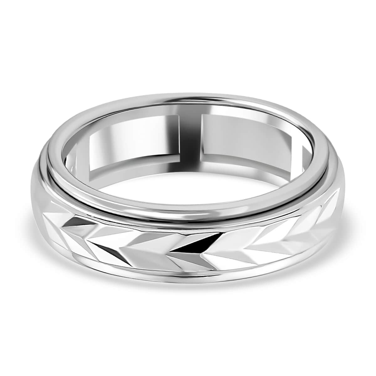 Diamond Cut Spinner Ring in Sterling Silver, Fidget Rings for Anxiety, Promise Rings, Band Ring For Gift 3.65 Grams (Size 5.00) image number 4