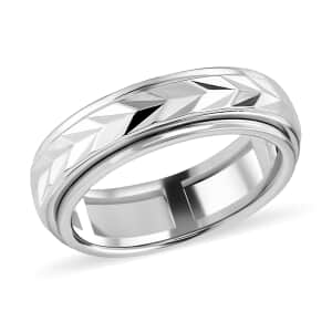 Diamond Cut Spinner Ring in Sterling Silver, Fidget Rings for Anxiety, Promise Rings, Band Ring For Gift 3.65 Grams (Size 6.00)