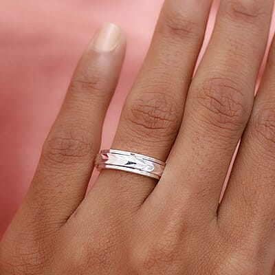D'Joy Diamond Cut Spinner Ring in Sterling Silver, Fidget Rings for Anxiety, Promise Rings, Band Ring For Gift 3.65 Grams (Size 6.00)