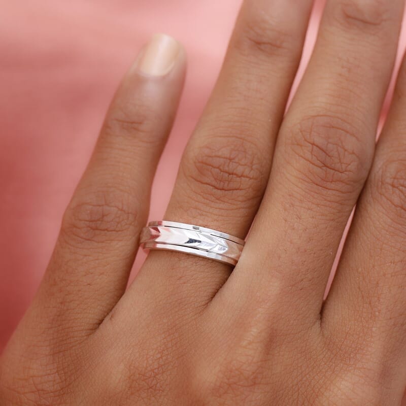 D'Joy Diamond Cut Spinner Ring in Sterling Silver, Fidget Rings for Anxiety, Promise Rings, Band Ring For Gift 3.65 Grams (Size 6.00)