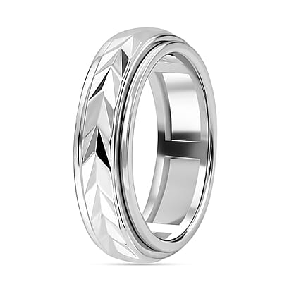 D'Joy Diamond Cut Spinner Ring in Sterling Silver, Fidget Rings for Anxiety, Promise Rings, Band Ring For Gift 3.65 Grams (Size 6.00)
