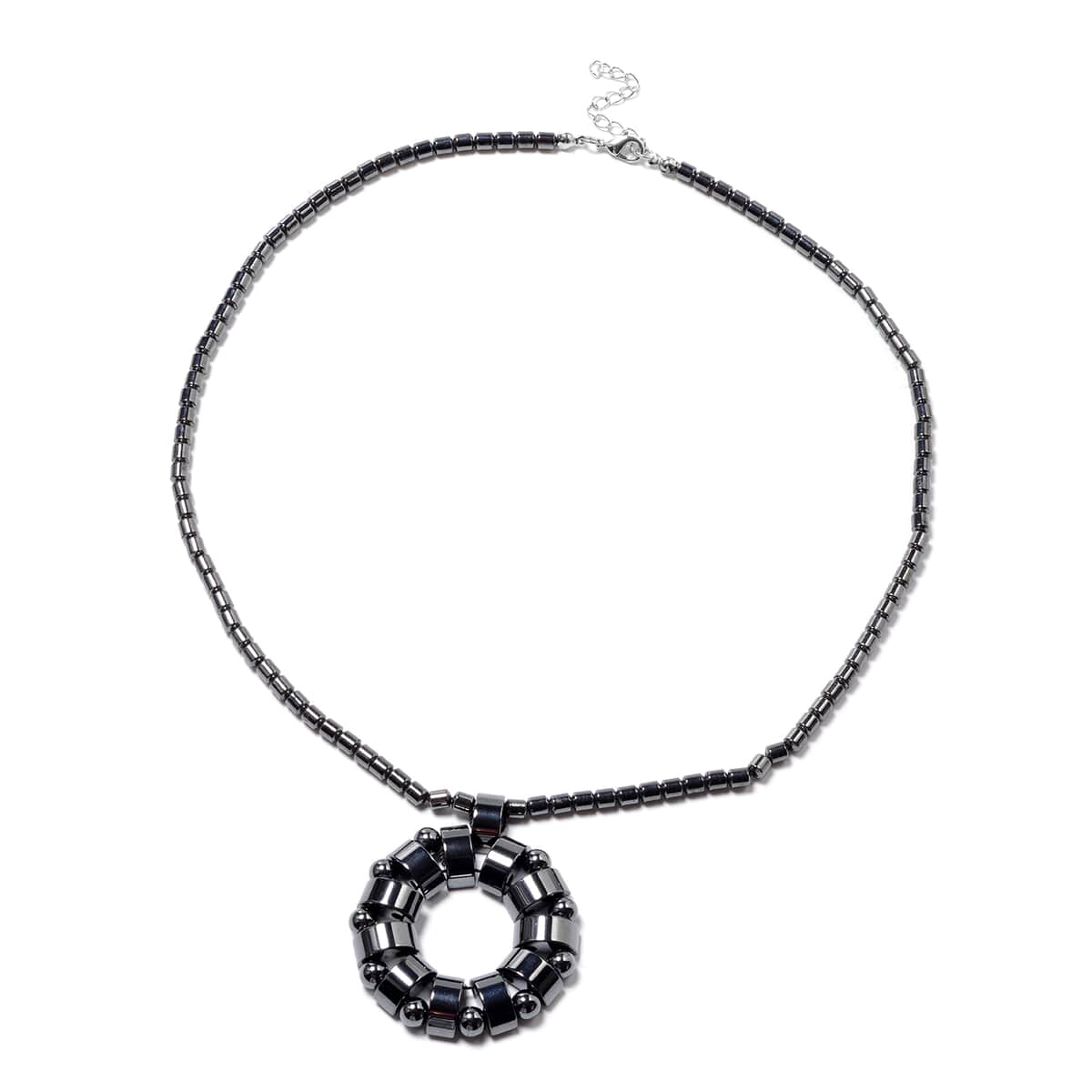 Magnetic by Design 260 ctw Hematite Pendant with Beads Necklace 20 Inches in Silvertone image number 0