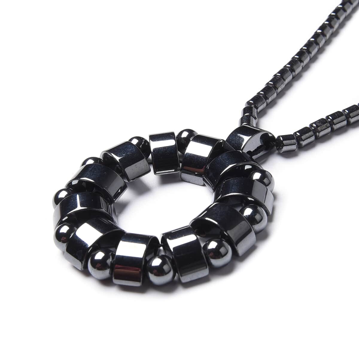 Magnetic by Design Hematite Pendant with Beaded Necklace 20 Inches in Silvertone 260.00 ctw image number 2