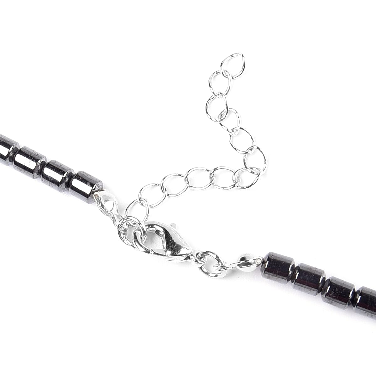 Hematite Cross Pendant with Beads Necklace 20 Inches in Silvertone 155.00 ctw image number 3