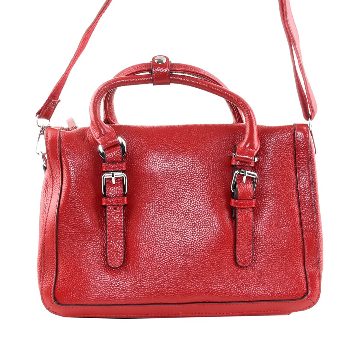 Hong Kong Closeout Red Genuine Leather Shoulder Bag with Detachable Straps image number 0