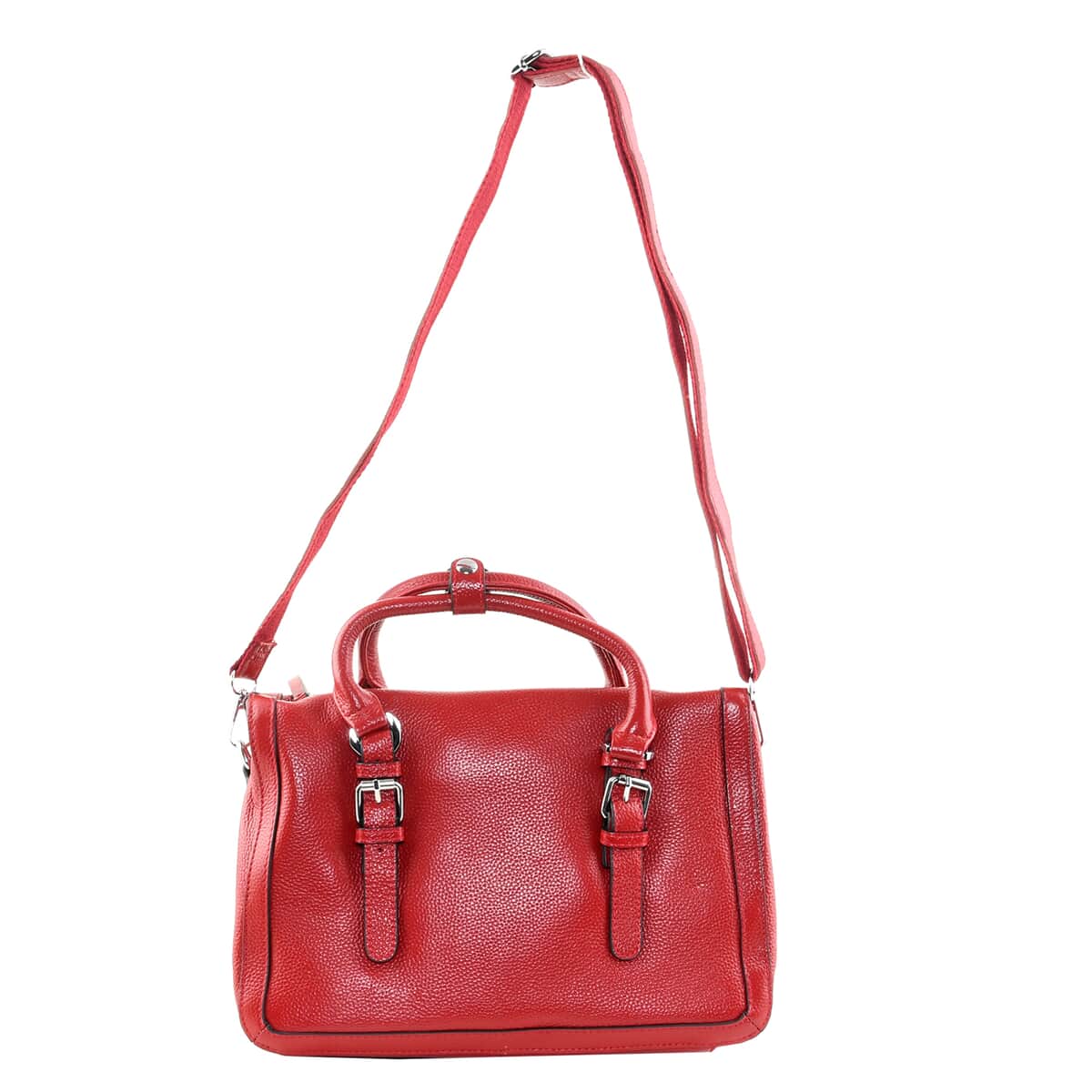 Hong Kong Closeout Red Genuine Leather Shoulder Bag with Detachable Straps image number 1