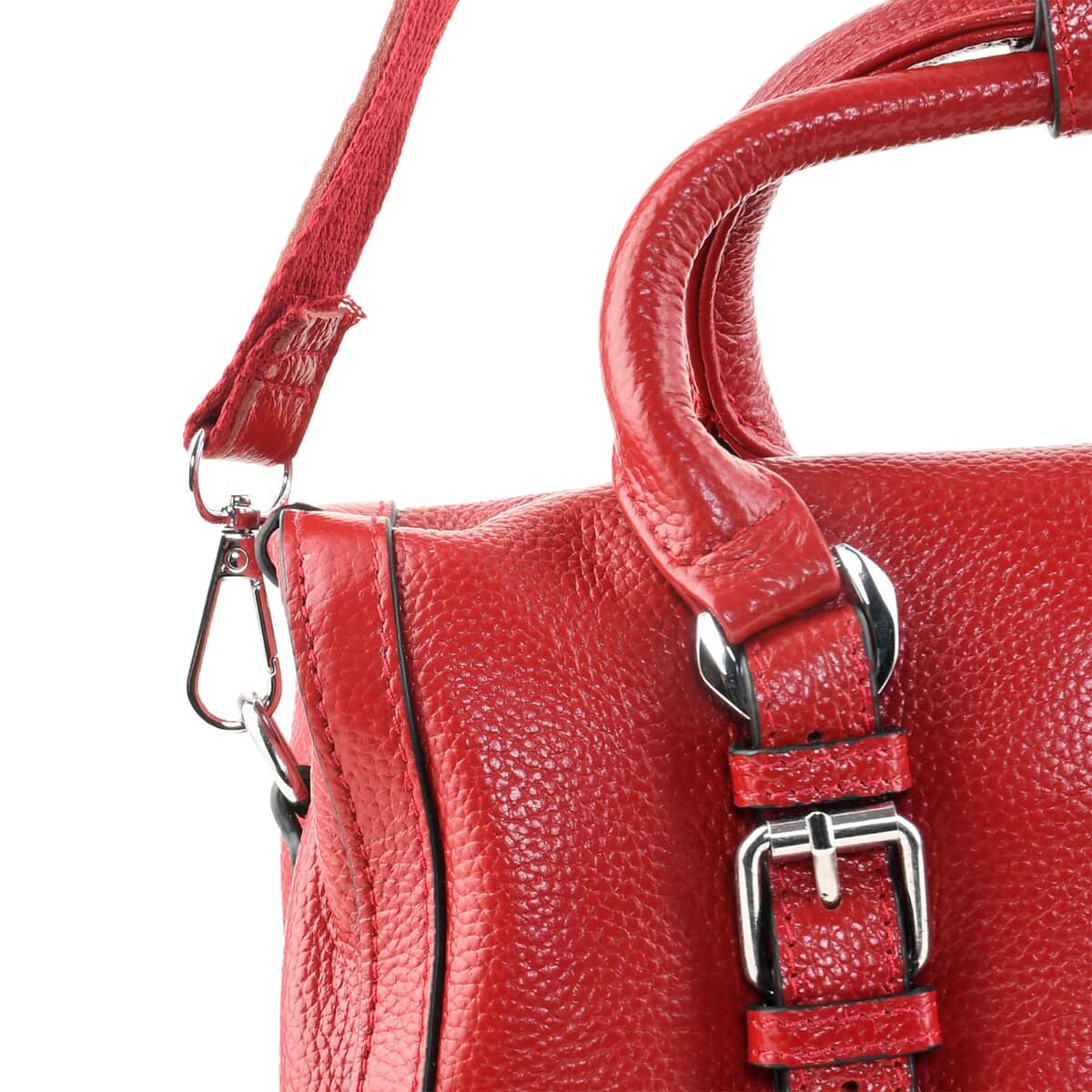 Hong Kong Closeout Red Genuine Leather Shoulder Bag with Detachable Straps image number 3