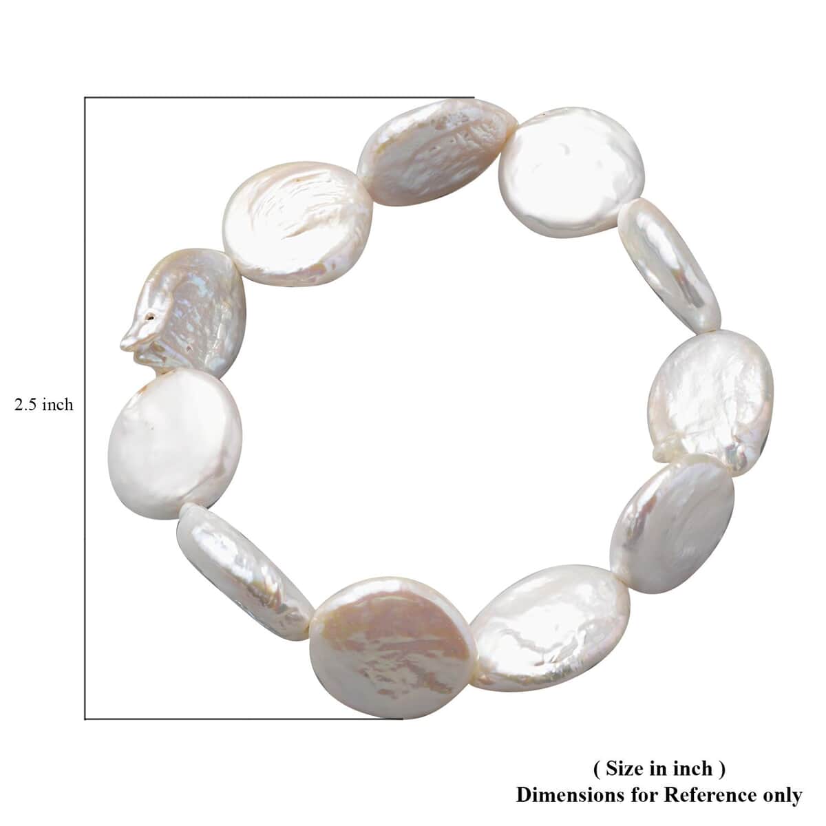 Coin Freshwater White Pearl Stretch Bracelet image number 2