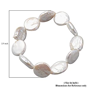 Coin Freshwater White Pearl Stretch Bracelet
