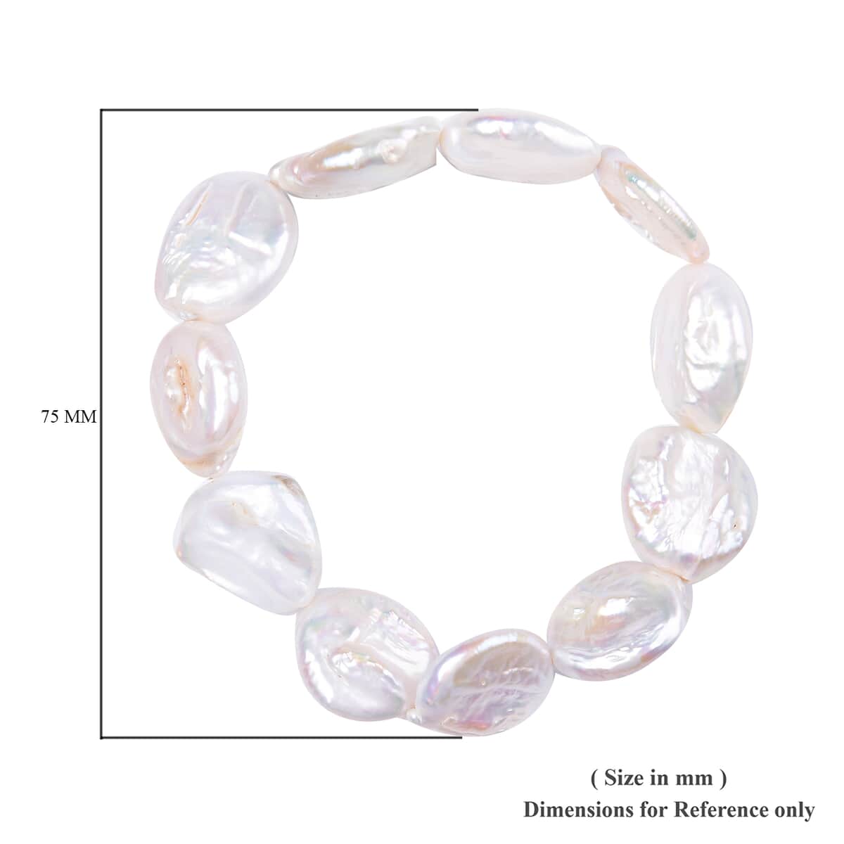 Coin Freshwater White Pearl Stretch Bracelet image number 3