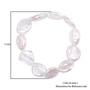 Coin Freshwater White Pearl Stretch Bracelet