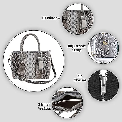 The Pelle Collection Natural Python Leather Tote Bag for Women with Detachable Strap, Satchel Purse, Shoulder Handbag, Designer Tote Bag