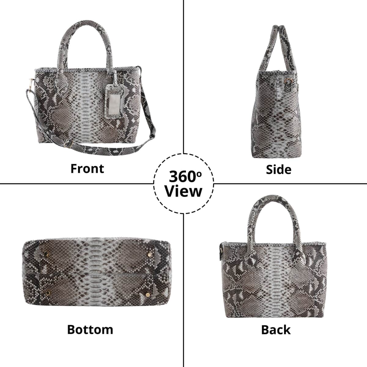 The Pelle Collection Natural Python Leather Tote Bag for Women with Detachable Strap, Satchel Purse, Shoulder Handbag, Designer Tote Bag image number 2