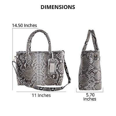 The Pelle Collection Natural Python Leather Tote Bag for Women with Detachable Strap, Satchel Purse, Shoulder Handbag, Designer Tote Bag