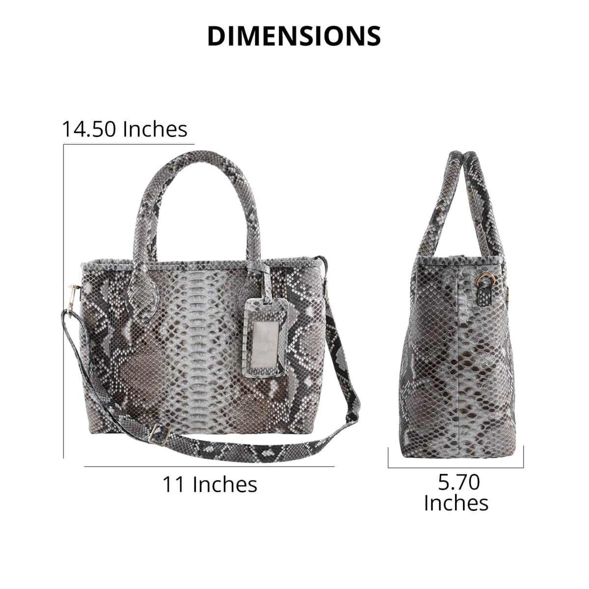 The Pelle Collection Natural Python Leather Tote Bag for Women with Detachable Strap, Satchel Purse, Shoulder Handbag, Designer Tote Bag image number 3