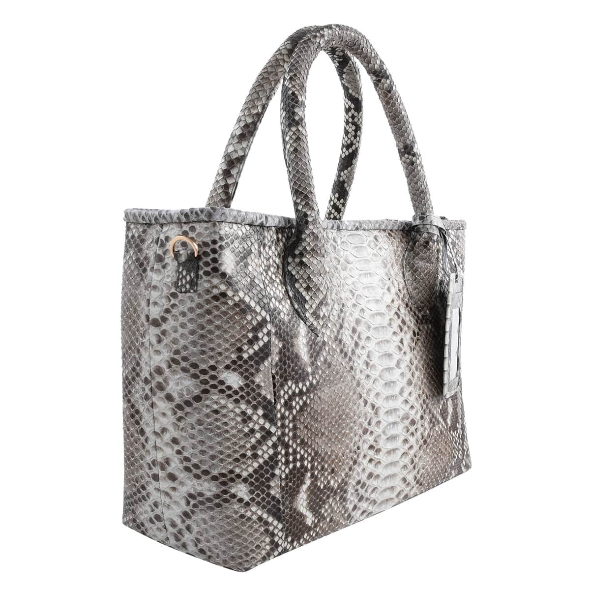 The Pelle Collection Natural Python Leather Tote Bag for Women with Detachable Strap, Satchel Purse, Shoulder Handbag, Designer Tote Bag image number 5
