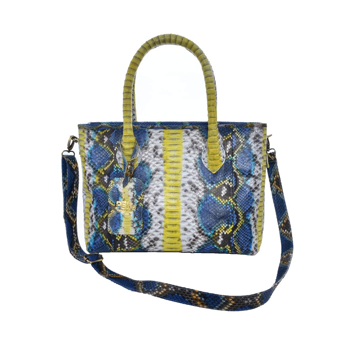The Grand Pelle Collection Peacock Blue Python Leather Tote Bag for Women with Detachable Strap, Women's Designer Work Tote Bag, Leather Tote Bag Purse, Leather Handbags image number 6