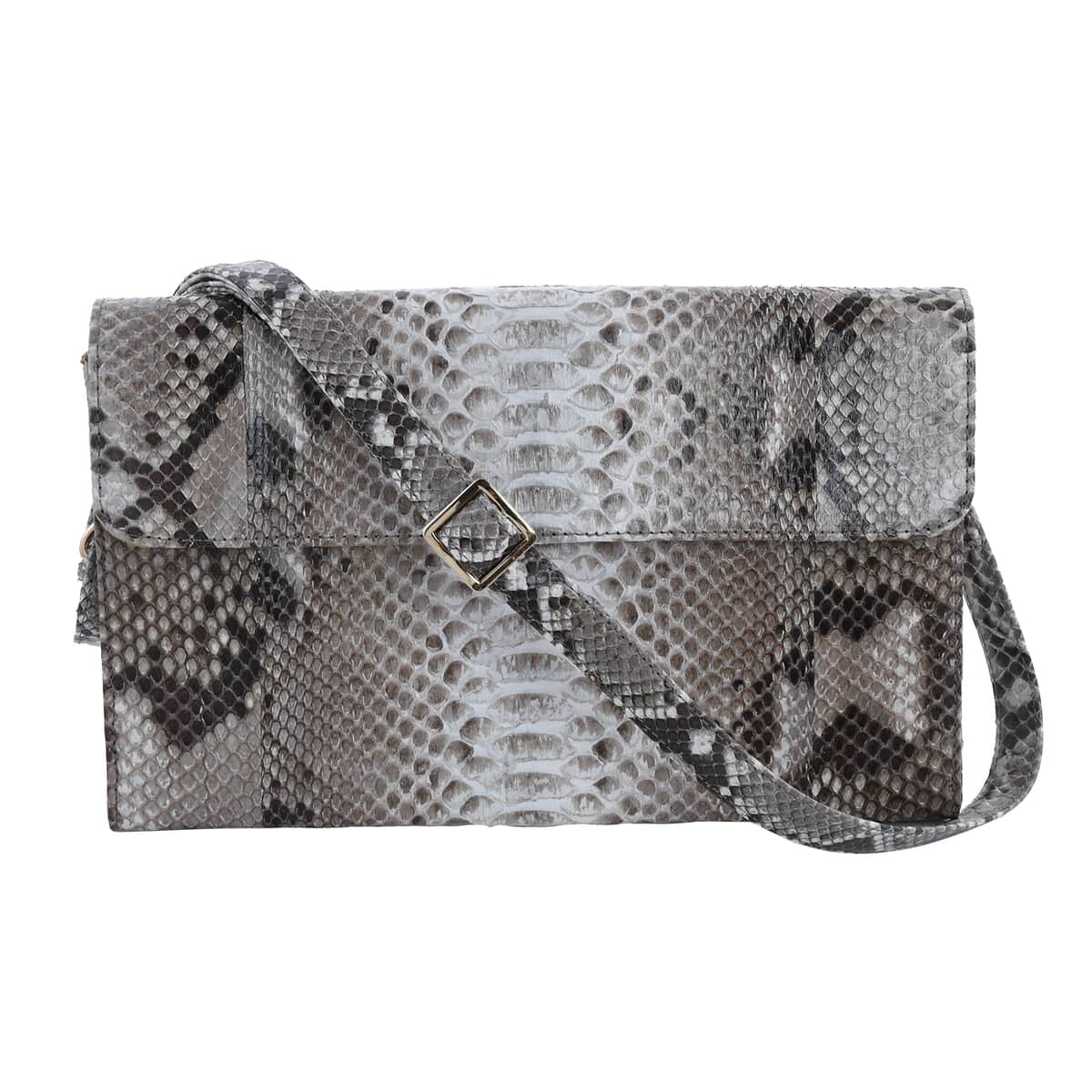 The Pelle Collection Natural Python Leather Evening Clutch Bag with Detachable Strap, Clutches for Women, Leather Handbag, Clutch Purse image number 0