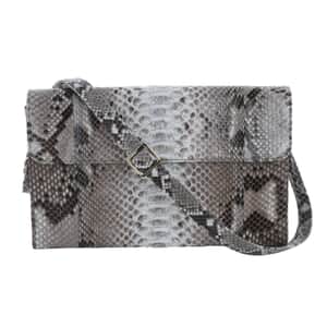 The Pelle Collection Natural Python Leather Evening Clutch Bag with Detachable Strap, Clutches for Women, Leather Handbag, Clutch Purse