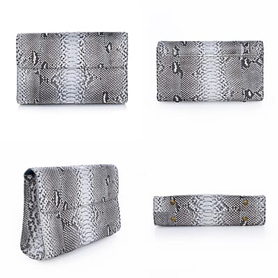 The Pelle Collection Natural Python Leather Evening Clutch Bag with Detachable Strap, Clutches for Women, Leather Handbag, Clutch Purse