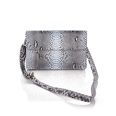 The Pelle Collection Natural Python Leather Evening Clutch Bag with Detachable Strap, Clutches for Women, Leather Handbag, Clutch Purse