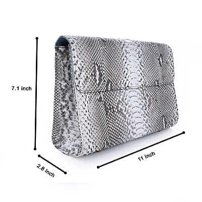 The Pelle Collection Natural Python Leather Evening Clutch Bag with Detachable Strap, Clutches for Women, Leather Handbag, Clutch Purse