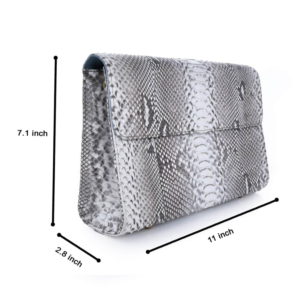 The Pelle Collection Natural Python Leather Evening Clutch Bag with Detachable Strap, Clutches for Women, Leather Handbag, Clutch Purse image number 6
